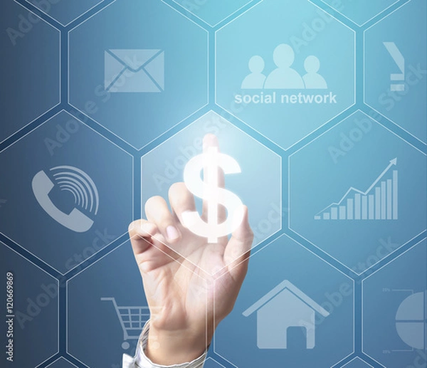Fototapeta Touch Screen virtual icon  social network