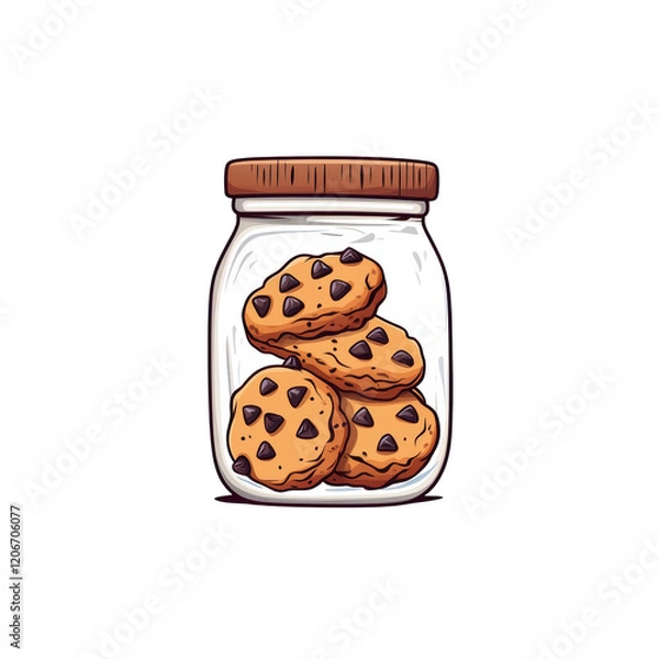 Obraz Kawaii Chocolate Chip Cookies in Jar Clipart Artwork