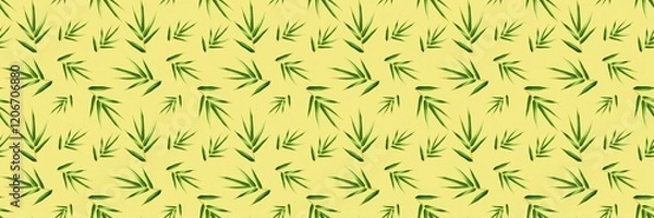 Fototapeta Semi realistic Seamless pattern of tea palm .Hand-drawn leaf pattern. Leaf isolated on white background. Spring, summer, autum season concept, Easter, nature . Design for card, print, and cover