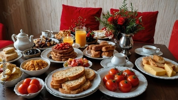 Obraz very nicely prepared breakfast table