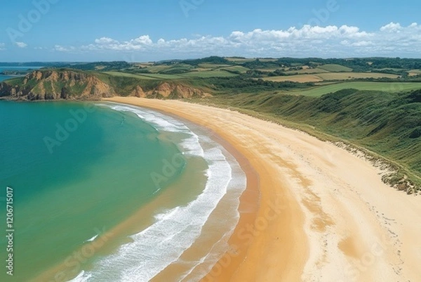 Fototapeta Tranquil Beach Oasis on a Sunny Summer Day