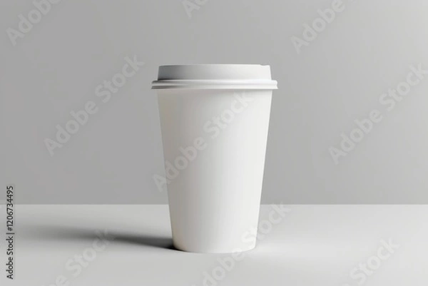 Fototapeta Blank white disposable coffee cup on white background. (4)