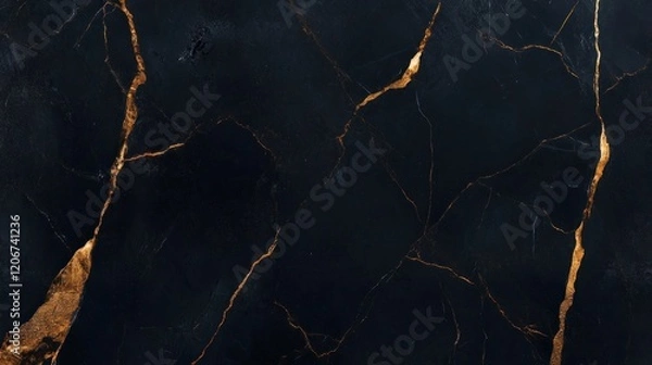 Obraz Black Marble with Golden Veins