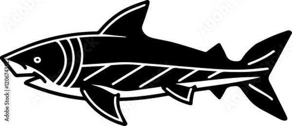 Fototapeta 상어 실루엣과 날카로운 선의 이미지