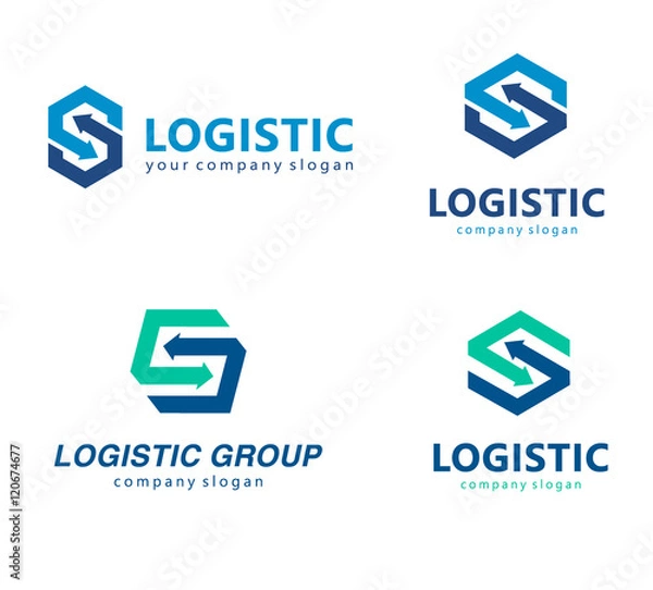Fototapeta Szablon logo wektor dla firmy logistycznej i dostawczej.