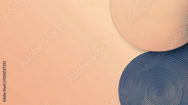 Fototapeta Muted Peach Background with Deep Blue Circular Accents