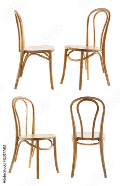 Fototapeta Collage of stylish chairs, isolated on white