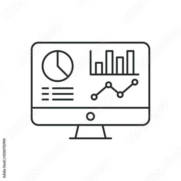 Fototapeta Admin line icon dashboard. Simple outline style. Template panel user, data analysis, agency, chart, business linear sign. Isolated vector illustration on a white background.