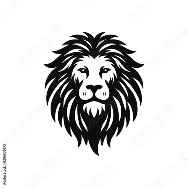 Fototapeta lion head silhouette vector art design
