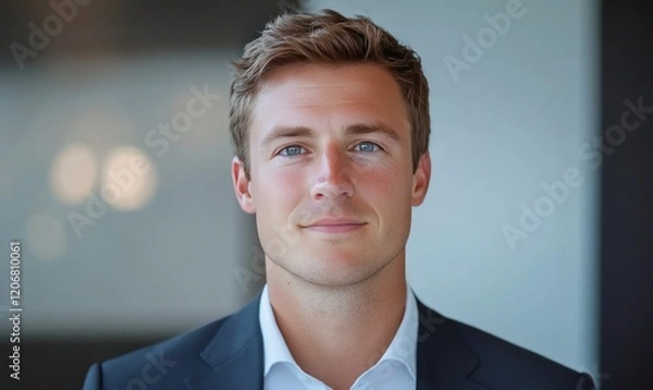 Obraz Portrait of a young, handsome businessman in a suit.
