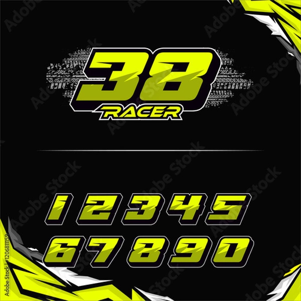 Fototapeta vector racing numbers for drag motorbikes and cars	