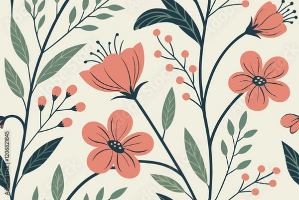 Fototapeta Snowdrops Spring Flowers Pattern Vector Background