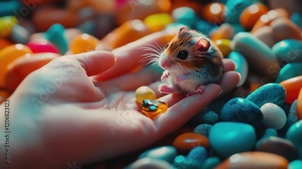 Obraz Tiny Hamster in a Colorful World