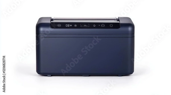Fototapeta a smart vacuum sealer, advanced touch controls, high-tech style, navy blue finish, isolated on white background