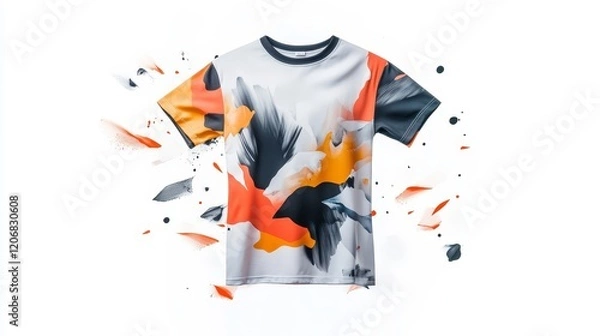 Fototapeta Vibrant Graphic T-Shirt with Abstract Design and Energetic Color Splash, Perfect for Sporty Fashion and Casual Wear Enthusiasts