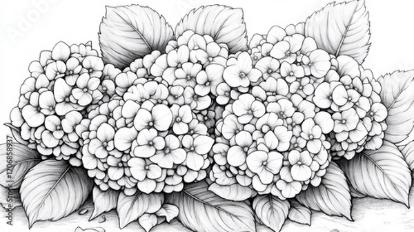 Fototapeta Create a vibrant garden of flowers through coloring a delightful floral arrangement featuring intricate blossoms and lush leaves