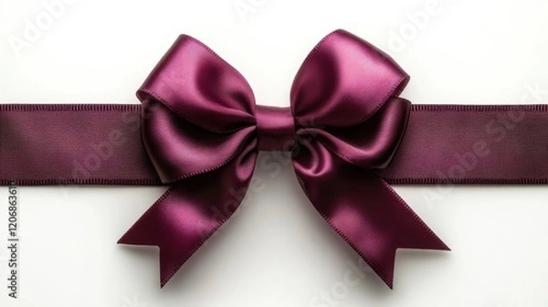Obraz Elegant deep purple satin bow poised gracefully on a soft white background for a festive occasion