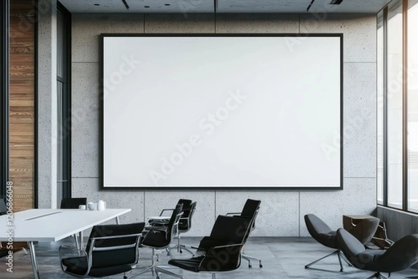 Fototapeta Clean black stand with signage offering practical applications for digital branding.