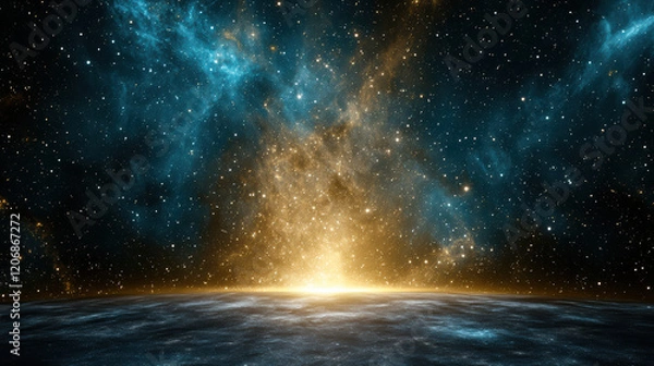 Obraz cosmic scene featuring radiant explosion of stars and light in space