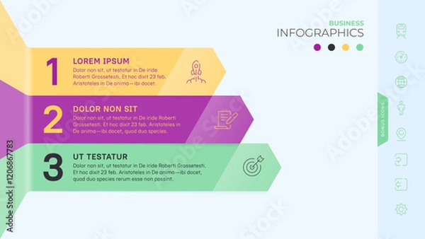 Obraz Three stages or options. Vector infographic template for a presentation or cover