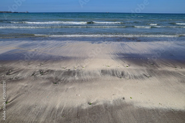 Obraz 검은모래와 바다가 어우러진 해안가 풍경 제주 제주시 삼양동 삼양 해수욕장