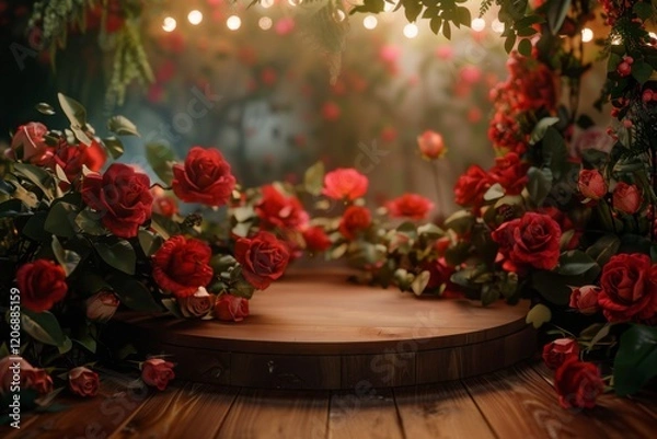 Fototapeta Romantic Flower Arrangement with Red Roses and Soft Lighting