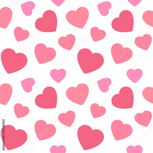 Obraz 赤系大きめランダムハート柄　繰り返しシームレスパターン　ベクター素材