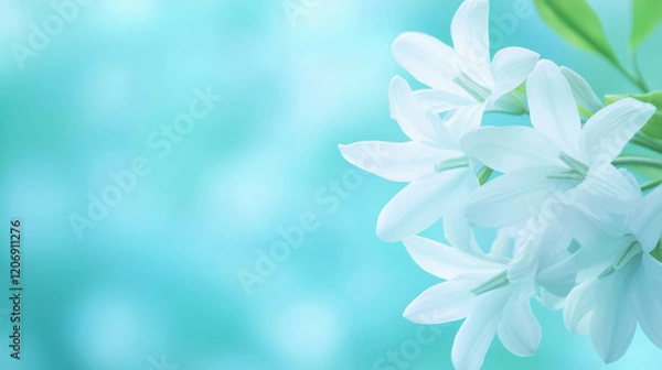 Fototapeta Soft and Gentle Bluebell Petals on a Calm and Serene Natural Background in Macro Detail