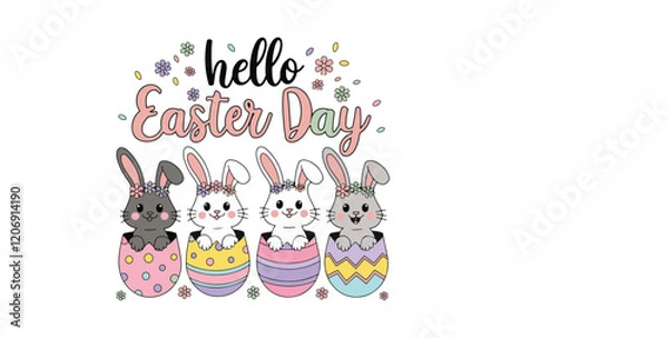 Fototapeta Cute Rabbits and Festive Icons Set vector