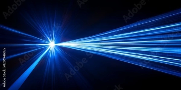 Fototapeta Abstract Blue Laser Beams Light Rays Bright Glowing Energy Dynamic Background