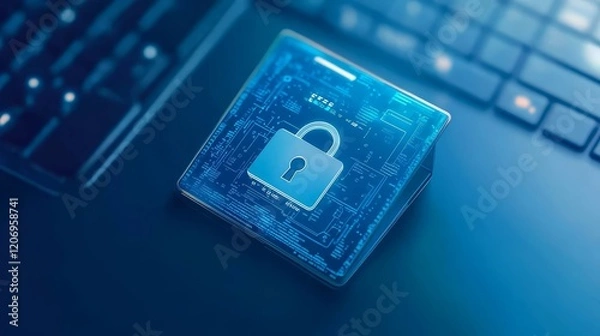 Fototapeta Secured notepad with metal padlock, ensuring privacy and data protection secured