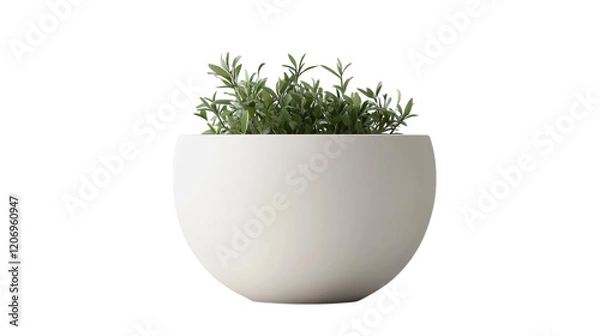 Fototapeta empty white minimalist pot isolated on transparent background