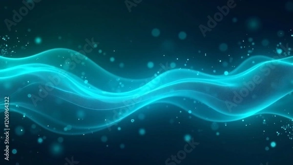Fototapeta Abstract Flowing Blue Light Waves