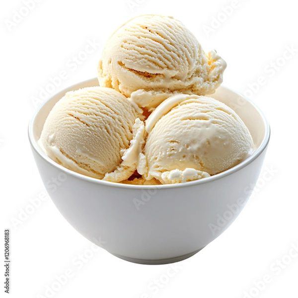 Obraz vanilla ice cream in a bowl isolated on transparent background