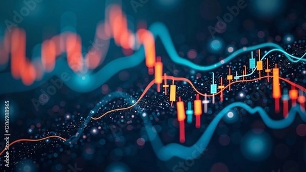 Fototapeta Stock Market Data Visualization with Trading Graphs