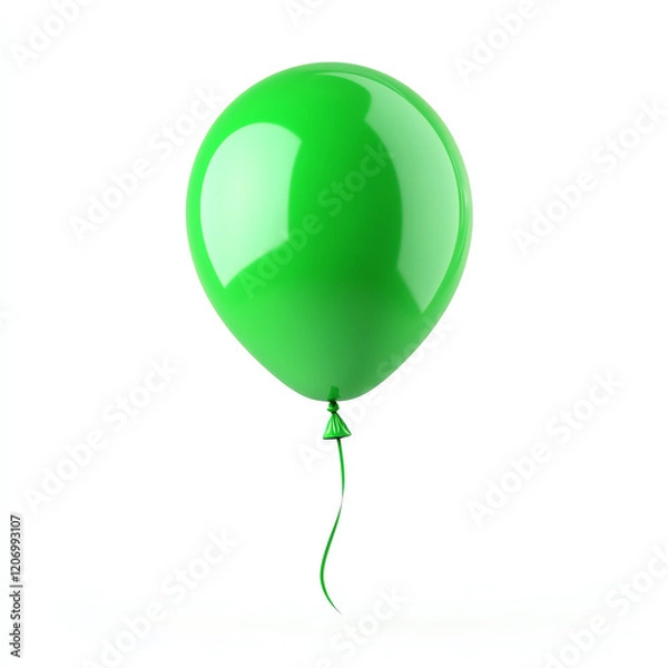 Fototapeta A vibrant green balloon floating in the air, symbolizing joy and celebration, perfect for party themes or festive occasions.