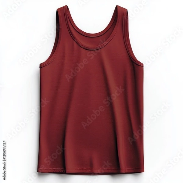 Fototapeta realistic high quality Maroon tank top mockup isolated