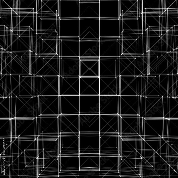 Fototapeta Abstract 3D Cube Vector Texture Background | Creative Line Art