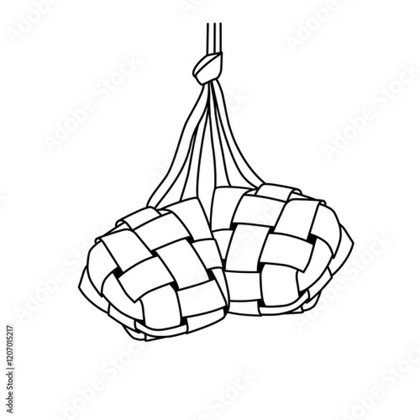 Obraz hand drawn outline ketupat icon