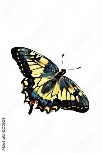 Fototapeta the AI Image Generator, a Vibrant Butterfly Against a Dark Background