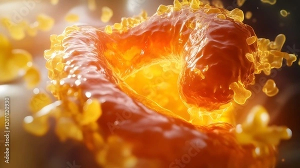 Obraz 3D of Stomach Cancer Attacking Cells in Bright Vibrant Colors