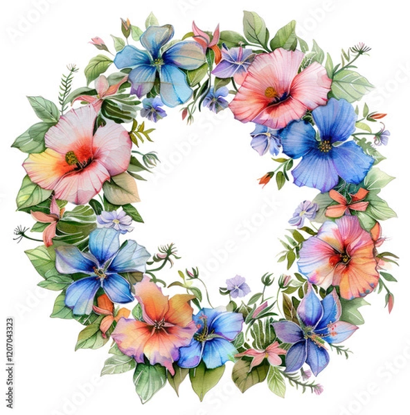 Fototapeta PNG Vibrant floral wreath illustration