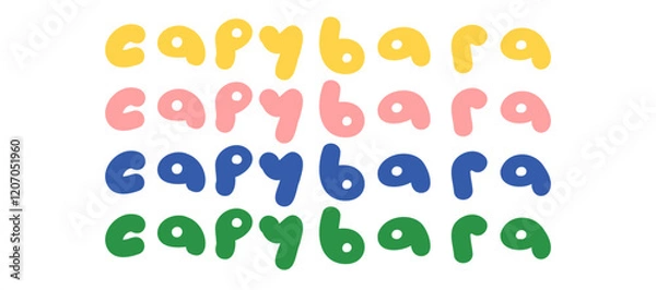 Obraz Capybara. Doodle capybara lettering in free style.Groovy style