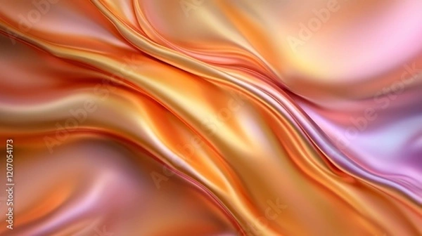 Fototapeta Abstract Orange and Pink Fluid Flow 3D Render, Smooth Gradient, Wave Composition Abstract art, digital art