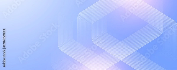 Obraz Digital futuristic technology concept with hexagons. Digital hexagonal blue abstract background. Geometric stripe line art design for poster, brochure, cover, banner, website, header