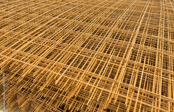 Fototapeta Steel wire mesh for concrete cement construct reinforcement rebar weld wire mesh