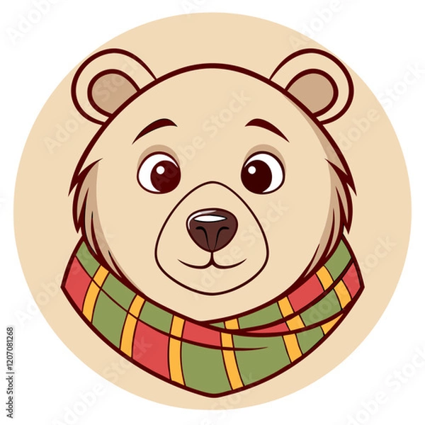 Fototapeta Bear head with a scarf vector art illustration