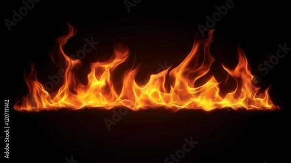 Obraz Fiery Flames Against a Dark Background
