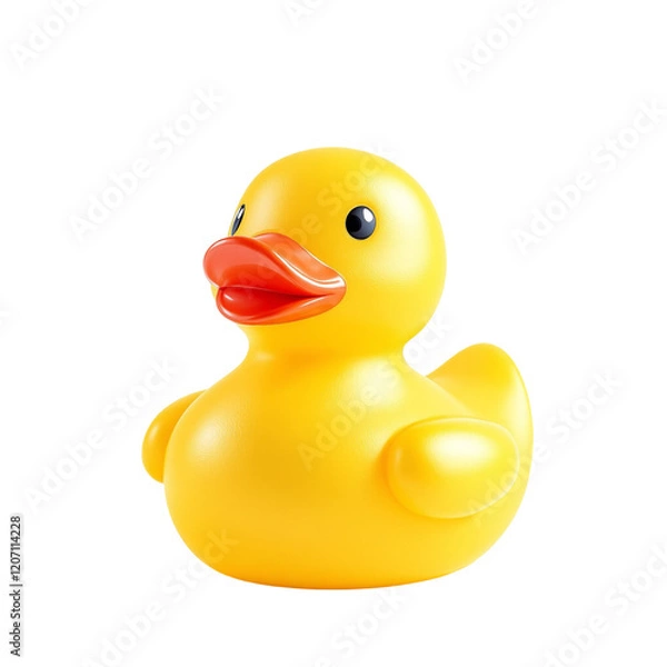 Obraz Yellow rubber duck toy isolated on transparent background
