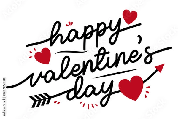 Obraz Happy Valentine's Day black vector brush calligraphy banner